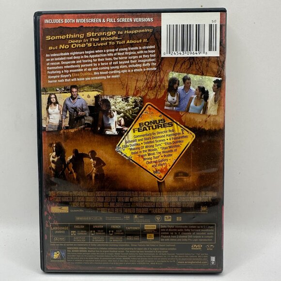 Wrong Turn DVD Horror Thriller Widescreen & Full Screen Includes Bonus Rated R - Picture 2 of 3